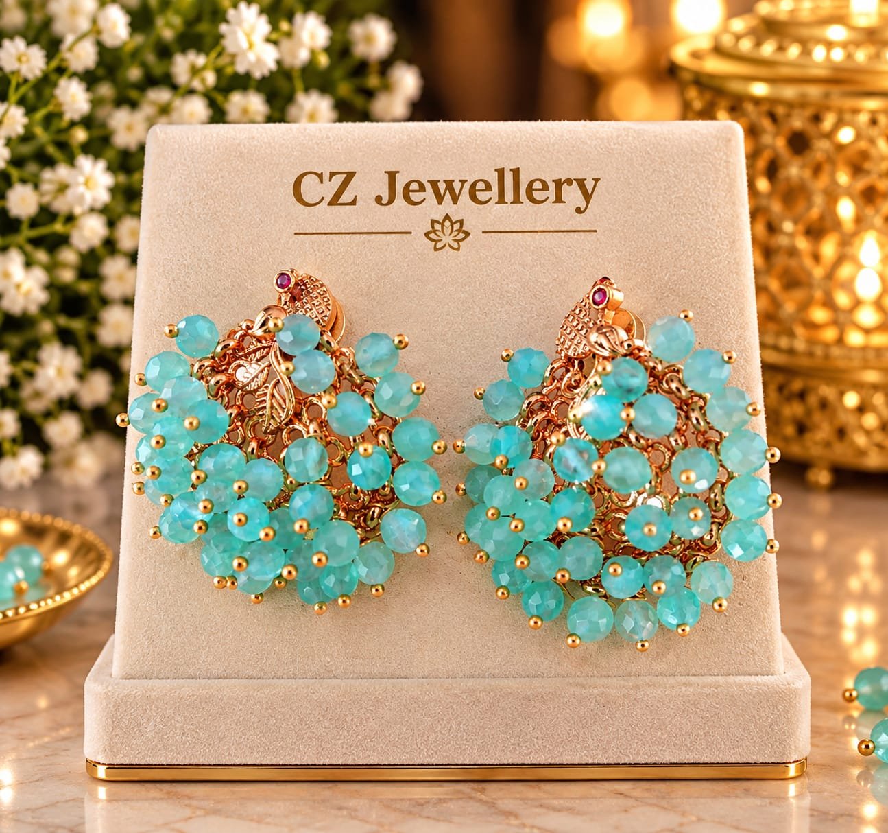 Peacock Blue Earrings