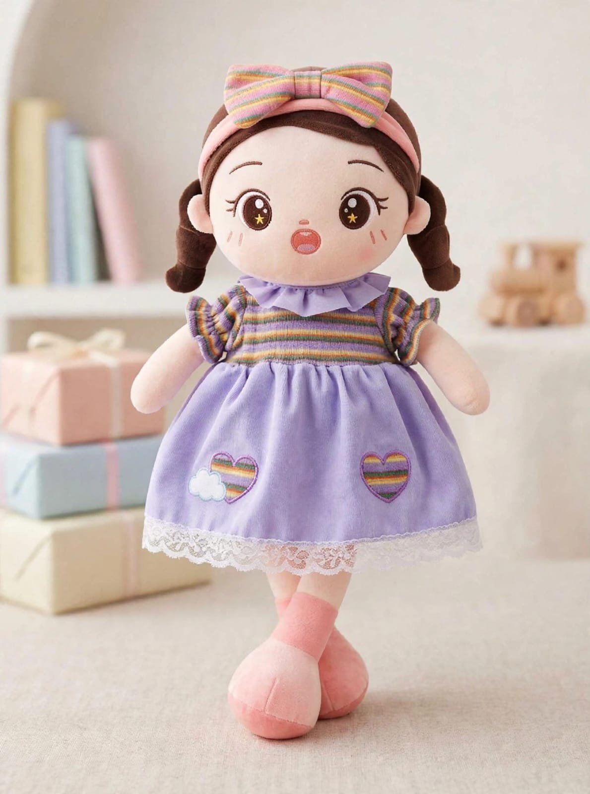Violet Bow Doll Plush Soft Toy