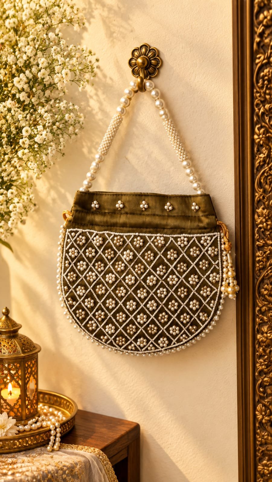 Mehendi silk Moti Potli