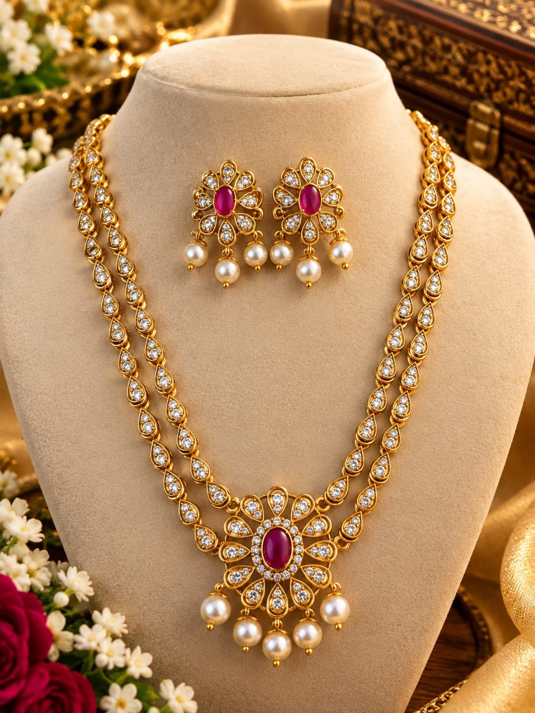 2 Layered flower Necklace