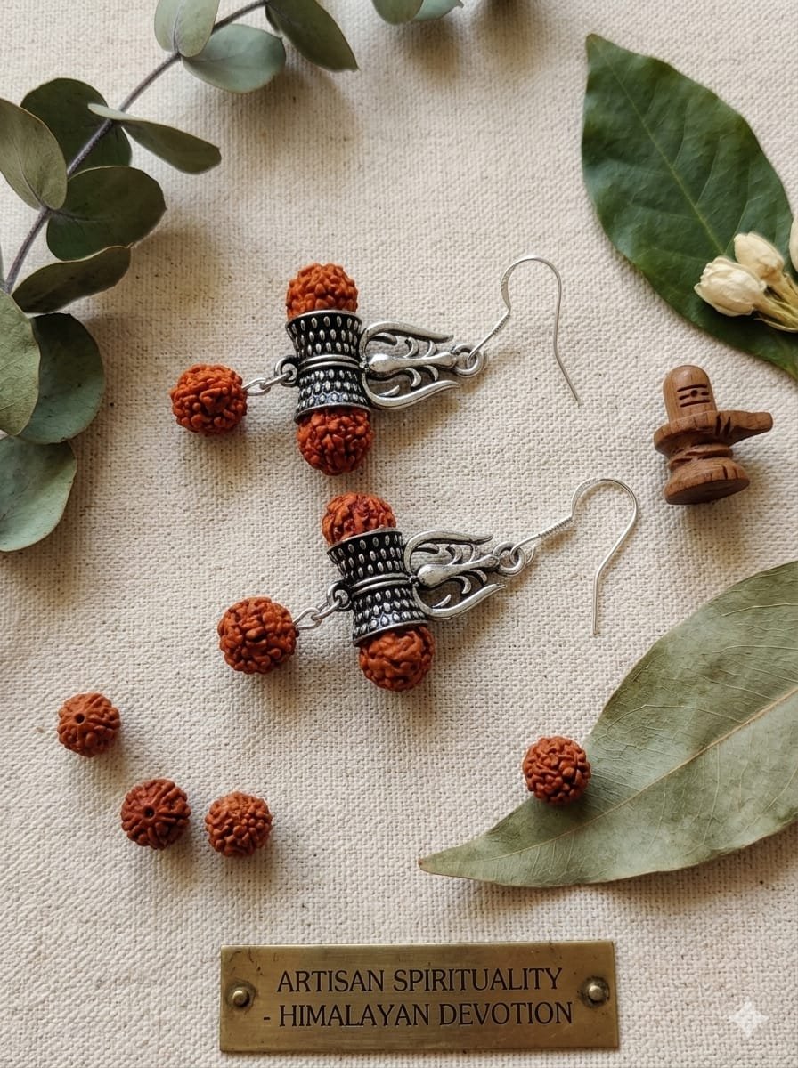 Om Trishul Rudraksh Earrings