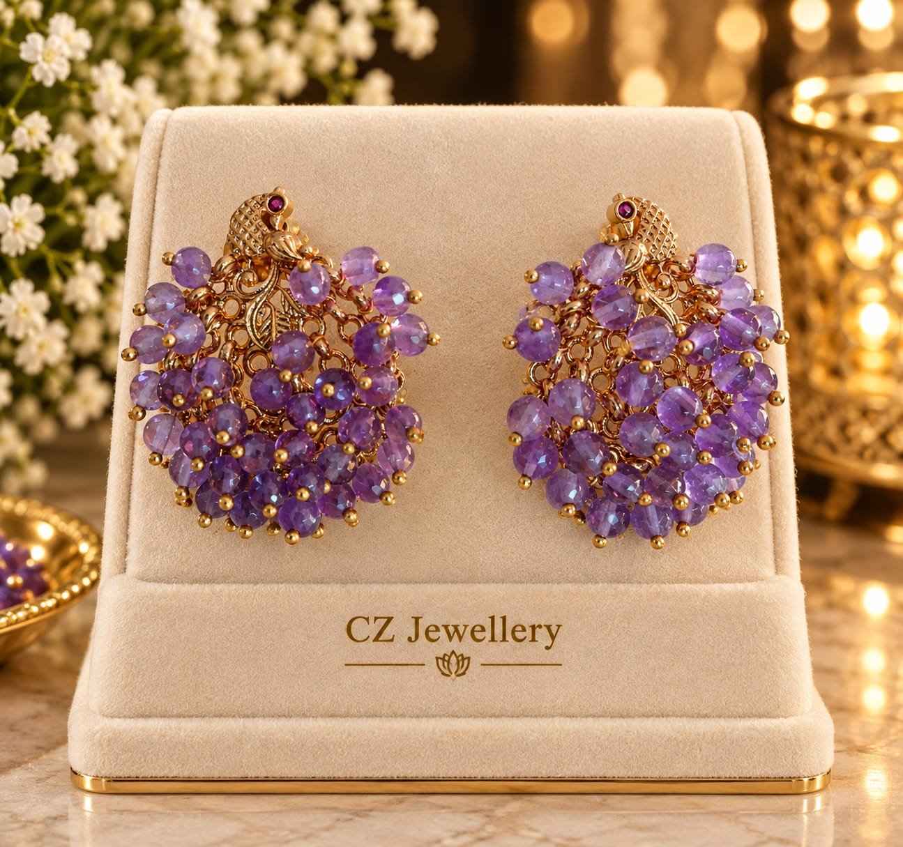 Peacock Lite Violet Earrings