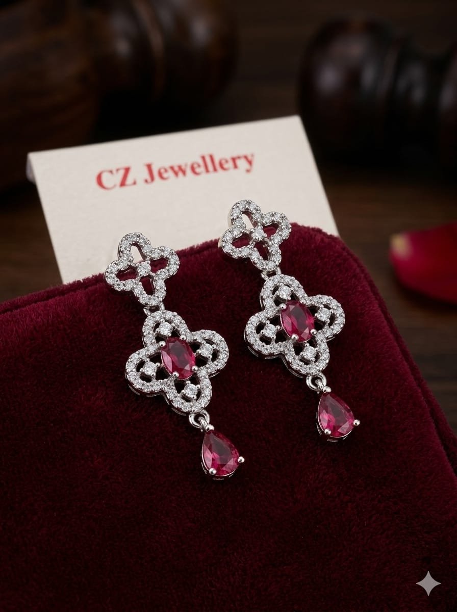 Double Ruby Stone Earrings