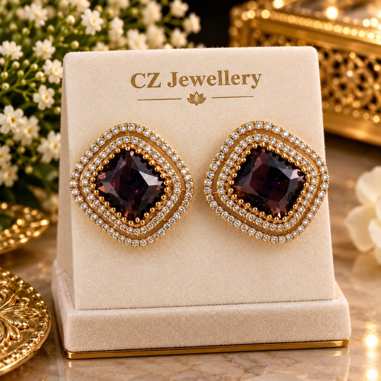 Diamond Shaped Brown Eaarings